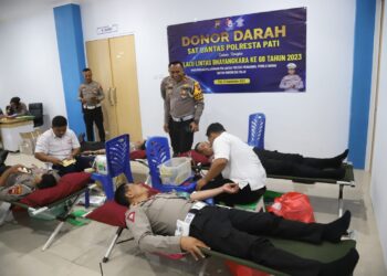 Gelar Aksi Donor Darah, Satlantas Polresta Pati Sambut Hari Lalu Lintas
