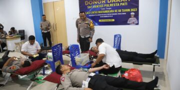Gelar Aksi Donor Darah, Satlantas Polresta Pati Sambut Hari Lalu Lintas