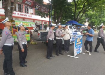 Satlantas Polresta Pati dan Team Ditlantas Polda Jateng Gelar Uji Coba ETLE Drone