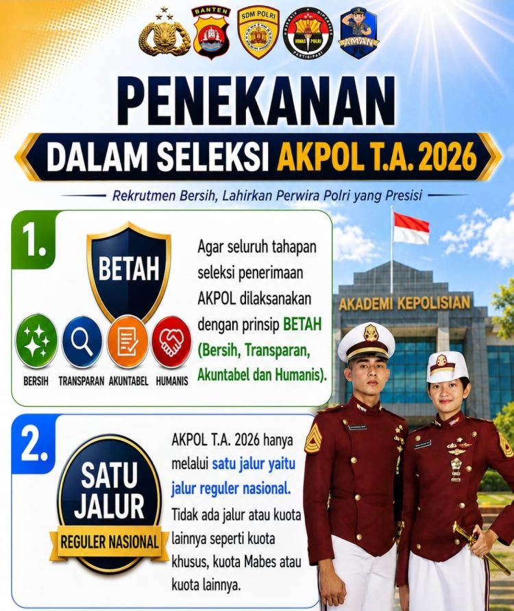 Seleksi Anggota Polri 2026 Gratis, Polda Banten Ingatkan Warga Waspadai Penipuan