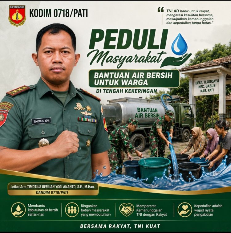 Kekeringan Melanda, Kodim 0718/Pati Gerak Cepat Salurkan 14.500 Liter Air Bersih
