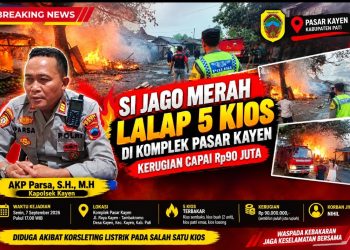 Lima Kios Terbakar, Kapolsek Kayen : Kerugian Capai Rp90 Juta